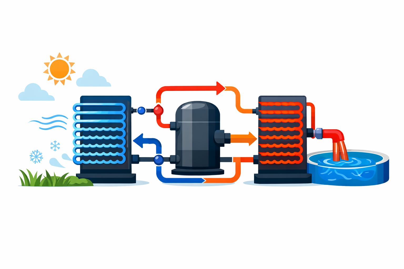 Funktionsweise einer Pool-Wärmepumpe