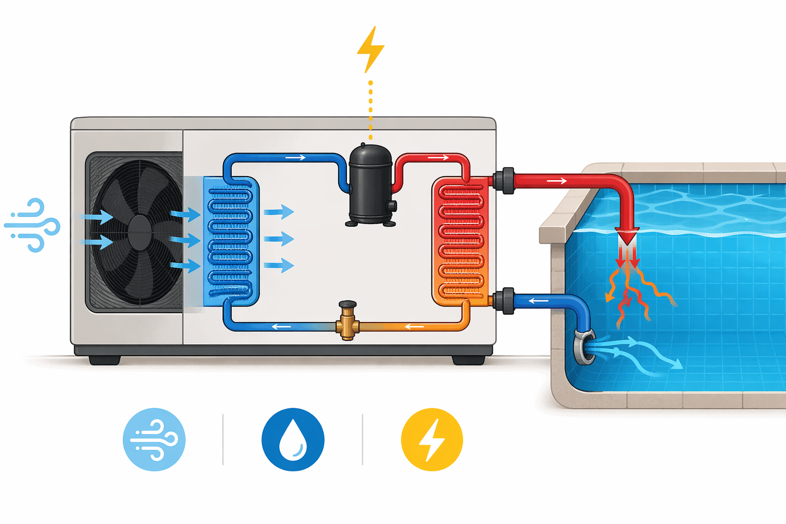 Infografik zur Pool Wärmepumpe und zum Stromverbrauch