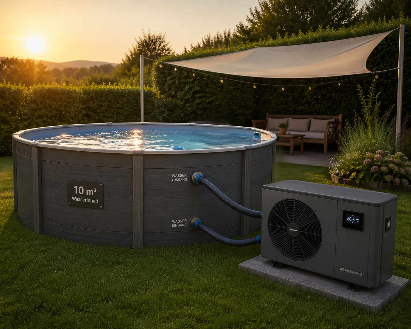 Kleiner Pool mit Wärmepumpe