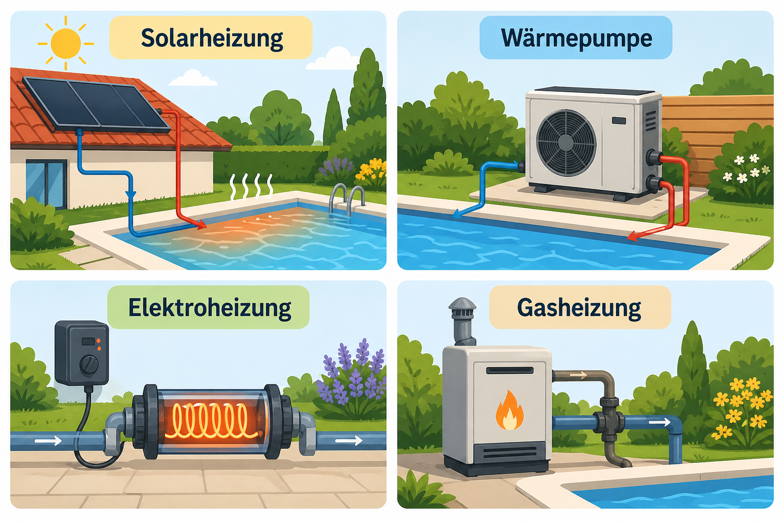 Übersicht verschiedener Poolheizungen im Vergleich