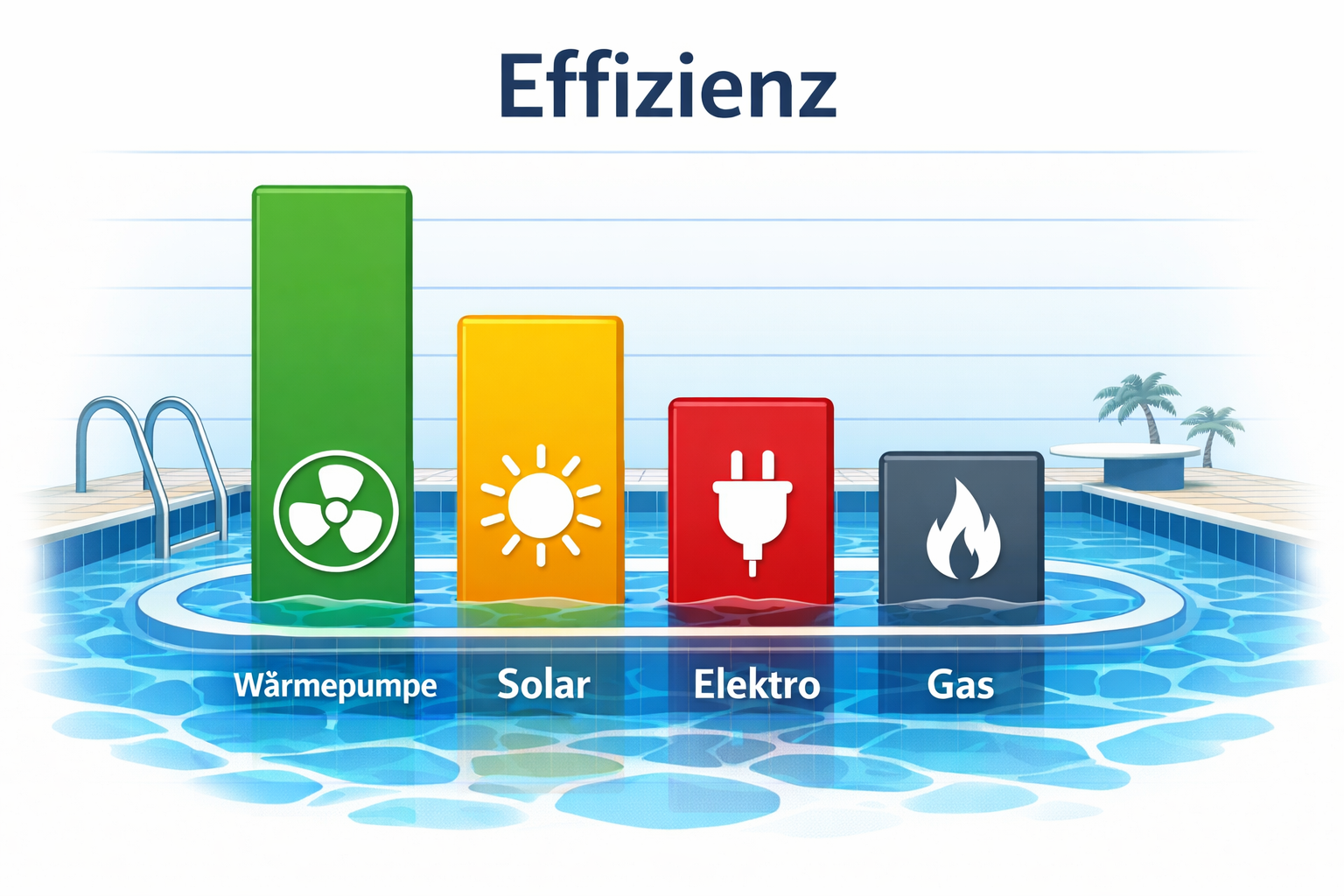 Vergleichsgrafik zur Effizienz von Poolheizungen