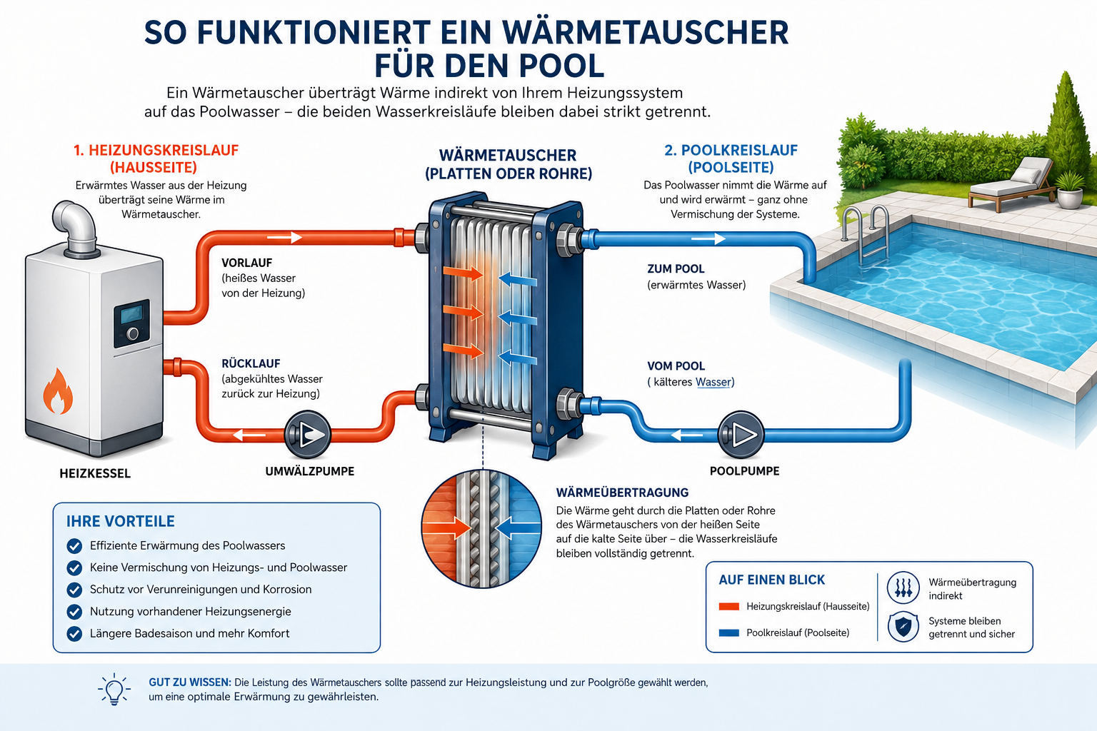 Funktionsweise eines Pool-Waermetauschers