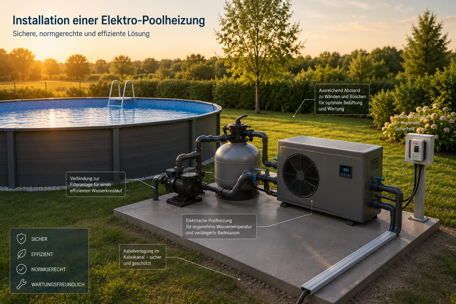 Installation einer Poolheizung im Garten