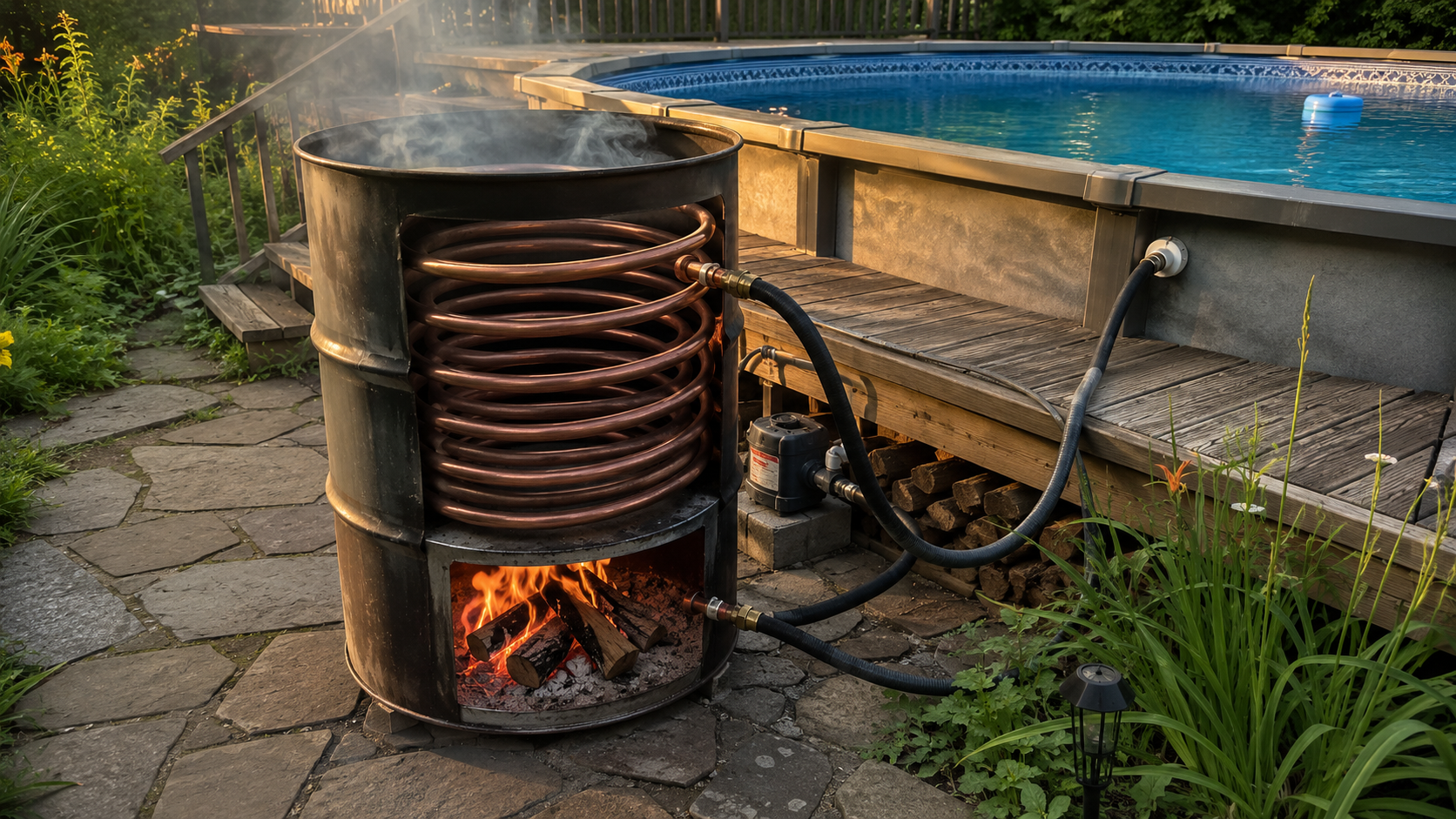 Holzbefeuerte DIY Poolheizung