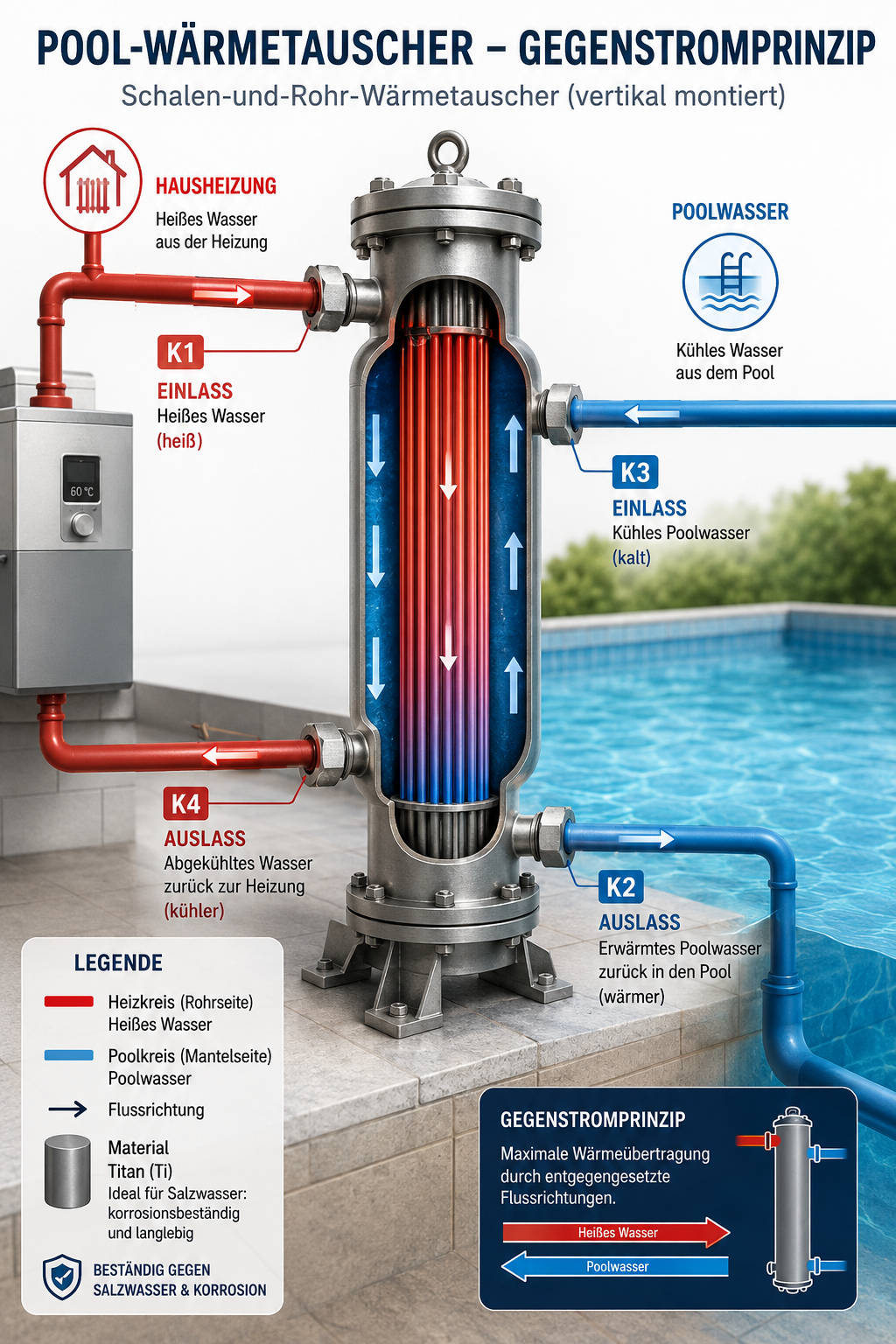 Wärmetauscher für Poolheizung im Detail